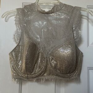 Victoria's Secret Shimmering Silver Lace Bra